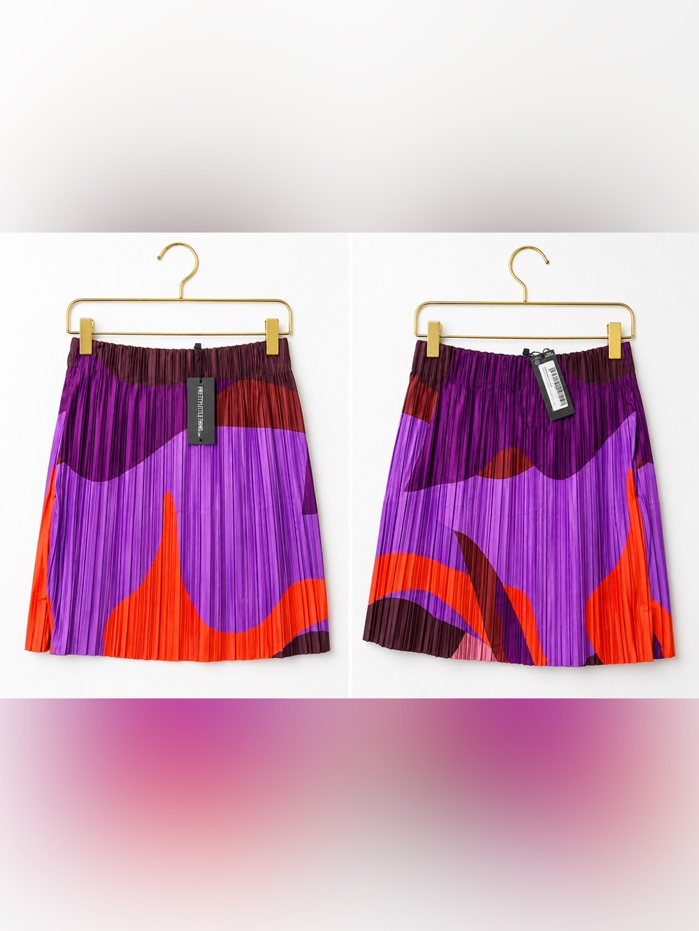 PrettyLittleThing Purple-Orange - Maroon Pleated Mini Skirt - Picture 5 of 6